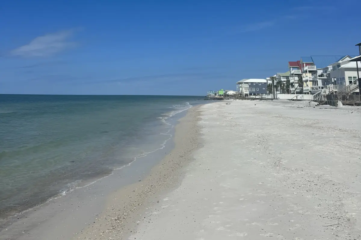 Breakwater construction progress at Cape San Blas, March 2026
